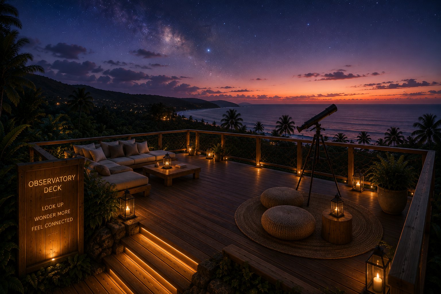 Observatory Deck, The Aether Lodge, South Lombok stargazing