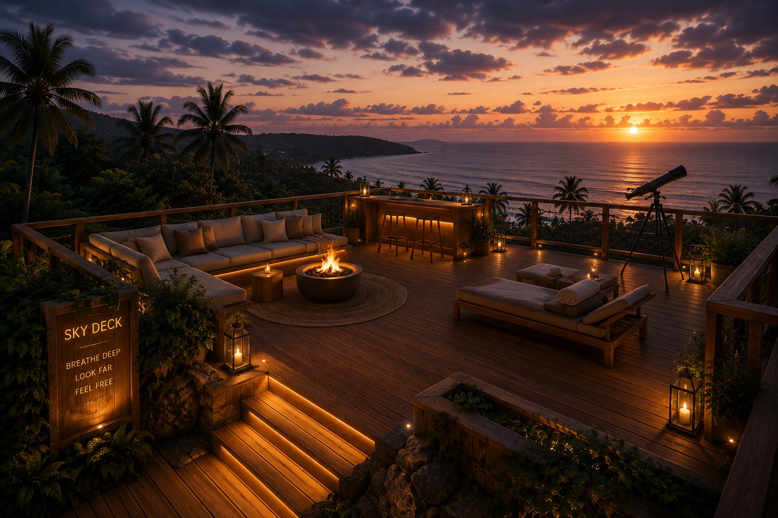 Sky Deck, sunset lounge, The Aether Lodge
