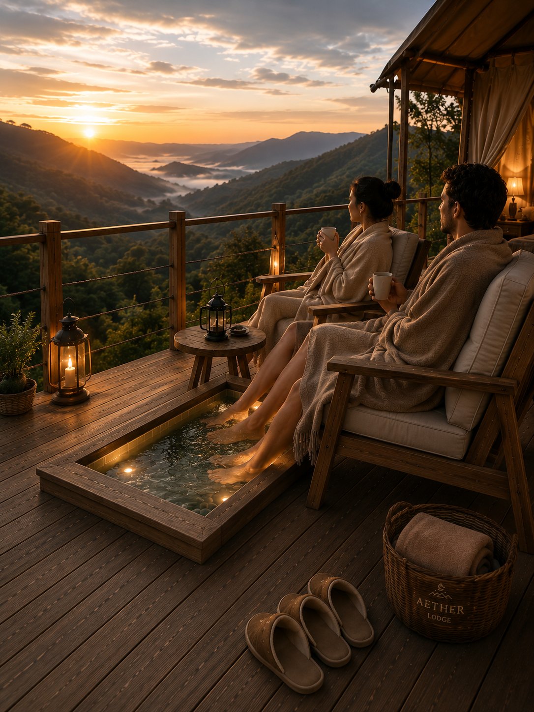 Sunrise foot soak experience, The Aether Lodge
