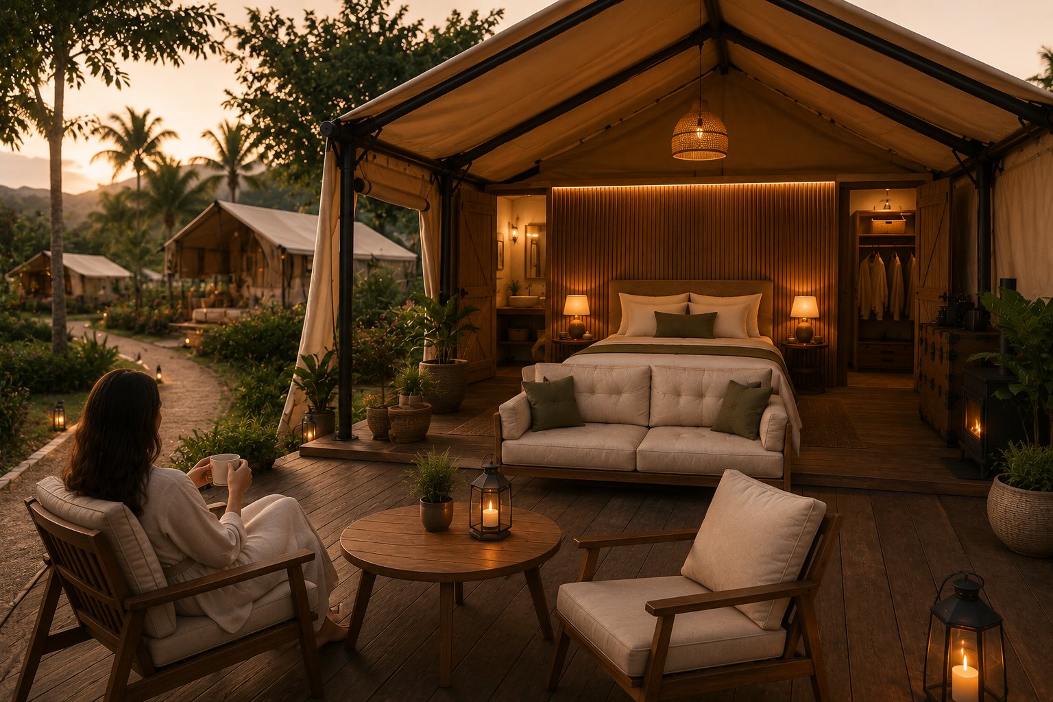 Terrace at sunset, The Aether Lodge