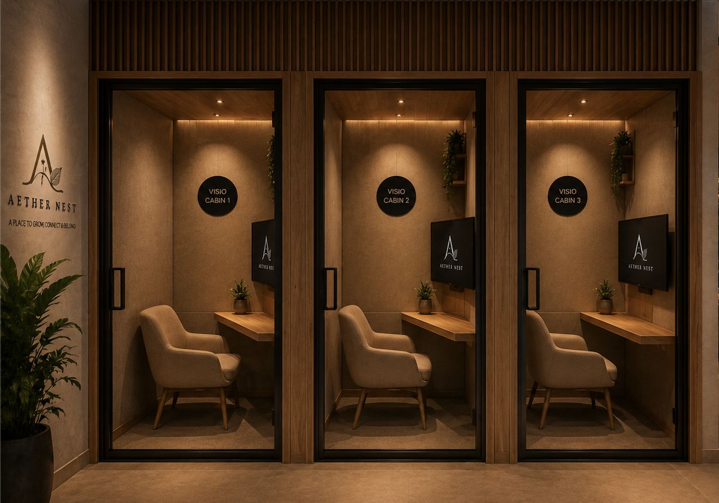 Aether Nest & Aether Den private video conference cabins for remote work