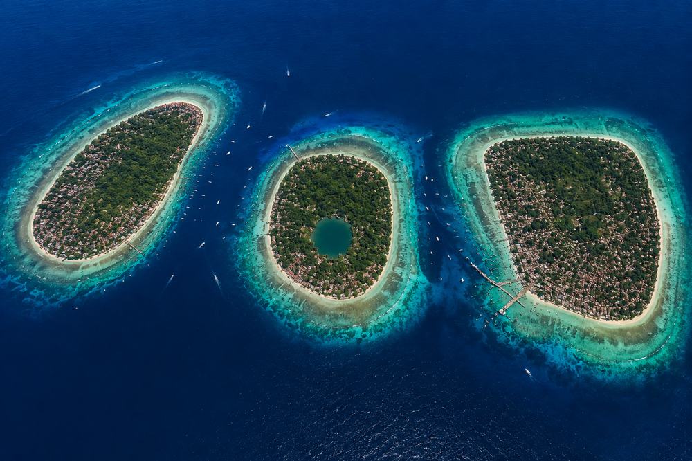 Gili Islands aerial view, near Lombok, Indonesia