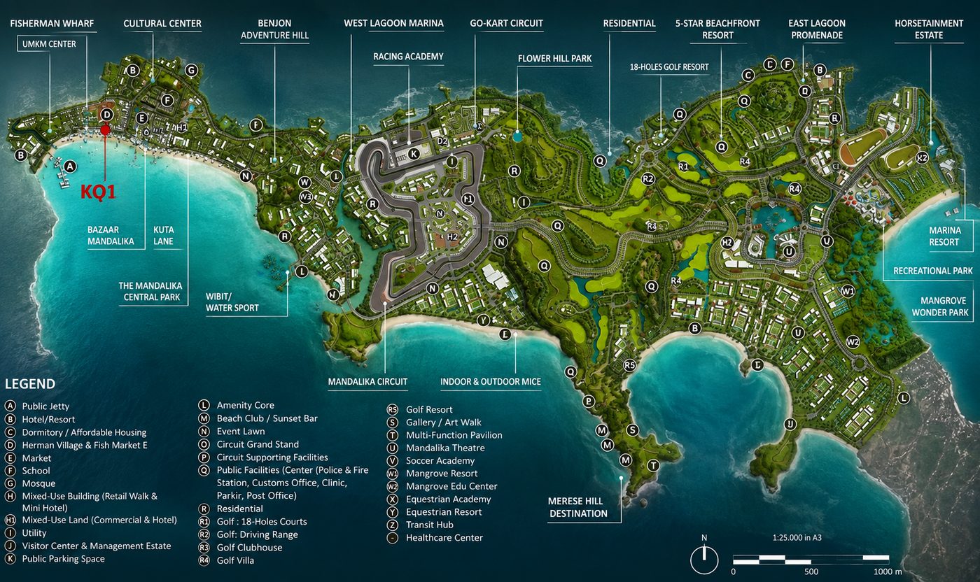 Mandalika Special Economic Zone master plan with Aether Nest & Aether Den (KQ1) location marked